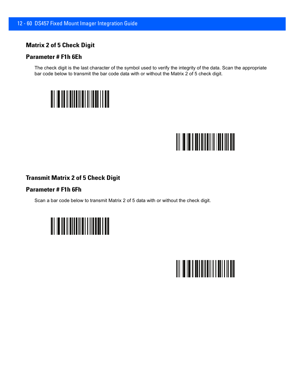 Matrix 2 of 5 check digit, Transmit matrix 2 of 5 check digit, Matrix 2 of 5 check digit -60 | Transmit matrix 2 of 5 check digit -60 | Rice Lake Motorola DS457 Laser Scanner User Manual | Page 282 / 428