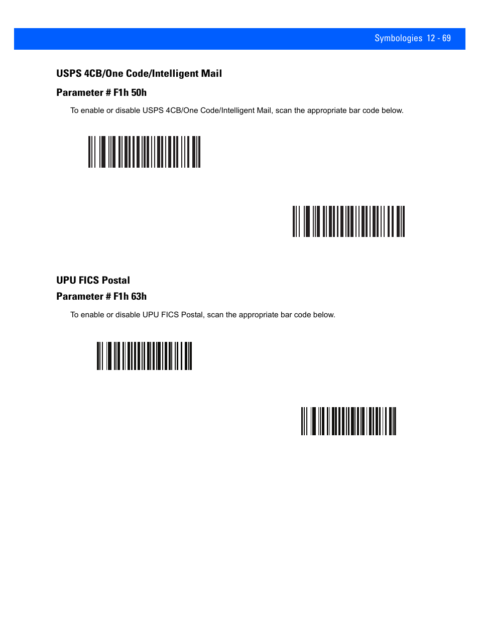 Usps 4cb/one code/intelligent mail, Upu fics postal, Usps 4cb/one code/intelligent mail -69 | Upu fics postal -69 | Rice Lake Motorola DS457 Laser Scanner User Manual | Page 291 / 428