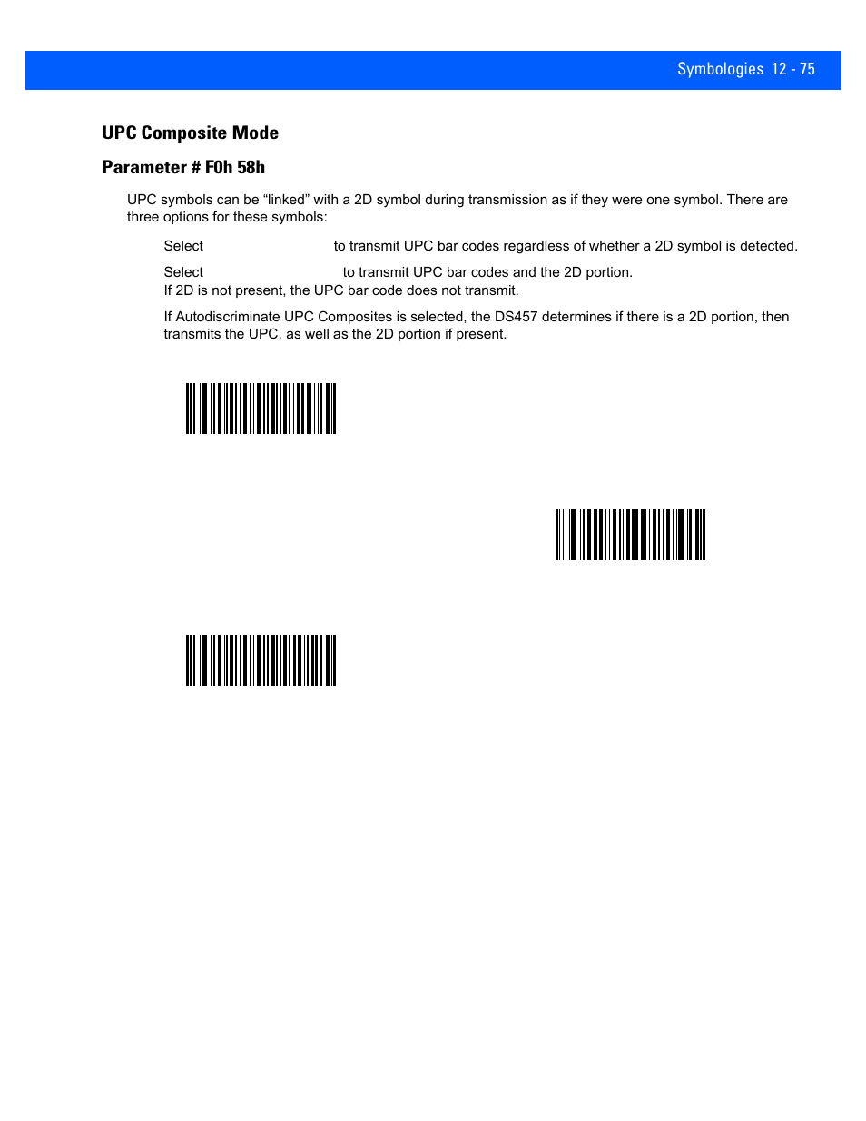 Upc composite mode, Upc composite mode -75, Upc composite mode parameter # f0h 58h | Rice Lake Motorola DS457 Laser Scanner User Manual | Page 297 / 428