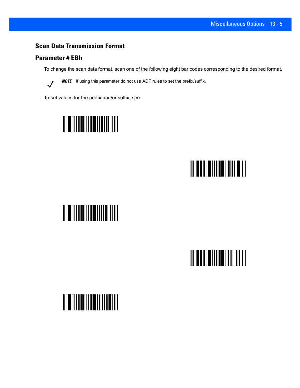 Scan data transmission format, Scan data transmission format -5, Scan data transmission format parameter # ebh | Rice Lake Motorola DS457 Laser Scanner User Manual | Page 321 / 428