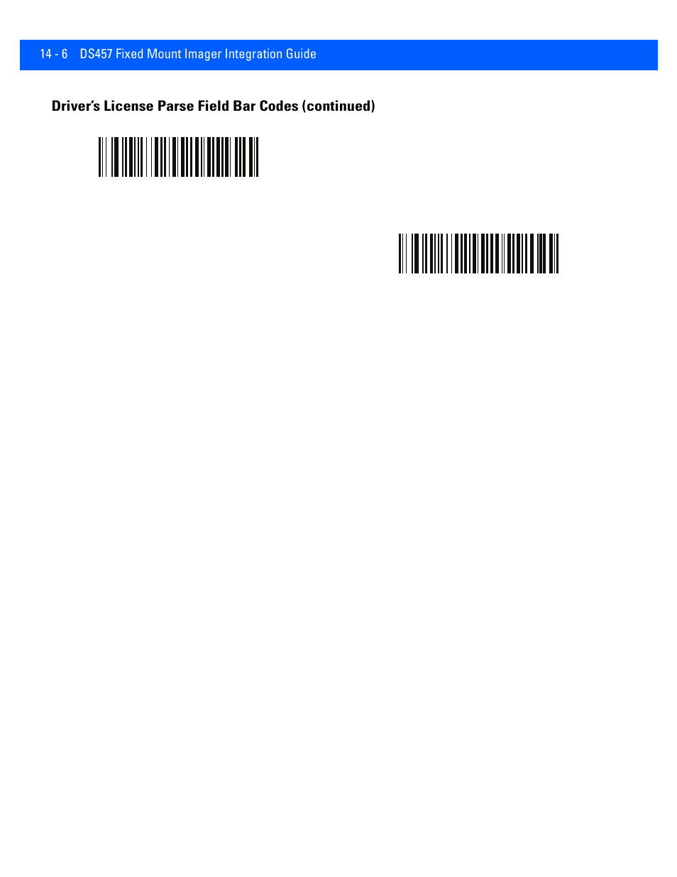 Driver’s license parse field bar codes (continued) | Rice Lake Motorola DS457 Laser Scanner User Manual | Page 330 / 428