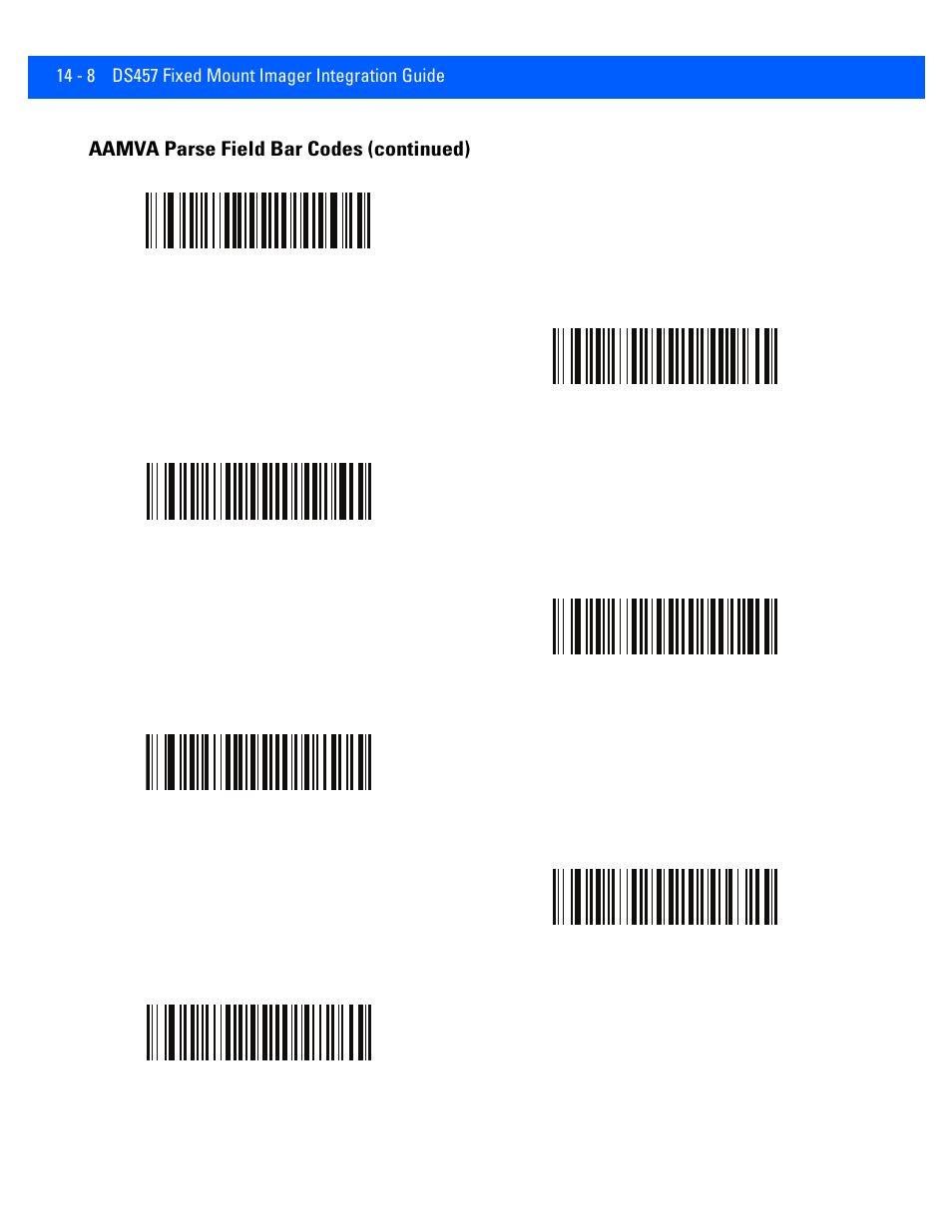 Aamva parse field bar codes (continued) | Rice Lake Motorola DS457 Laser Scanner User Manual | Page 332 / 428