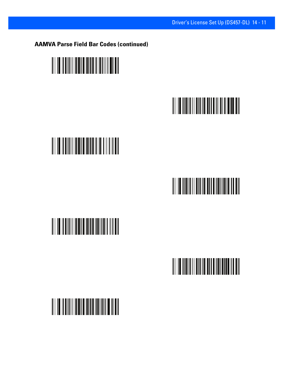 Aamva parse field bar codes (continued) | Rice Lake Motorola DS457 Laser Scanner User Manual | Page 335 / 428