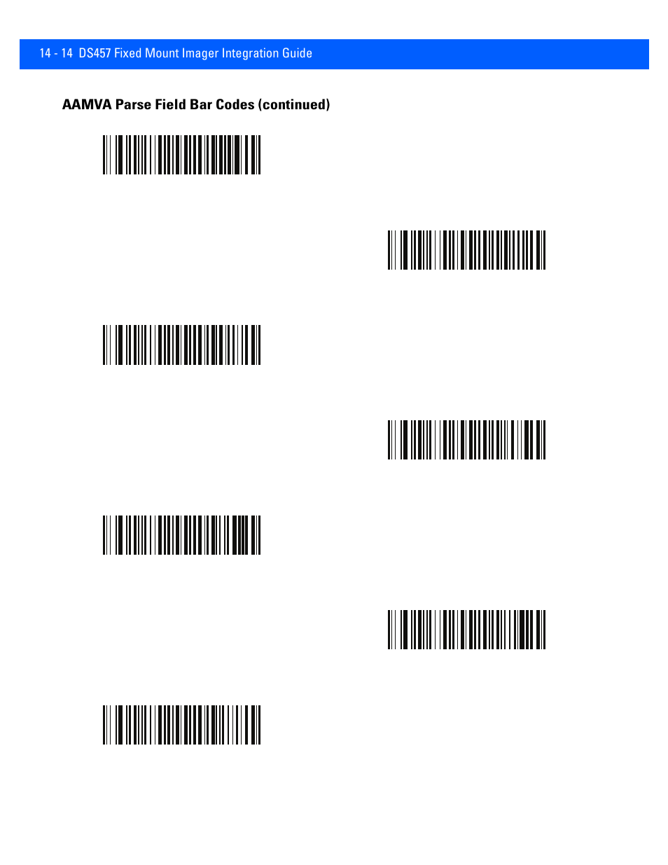 Aamva parse field bar codes (continued) | Rice Lake Motorola DS457 Laser Scanner User Manual | Page 338 / 428