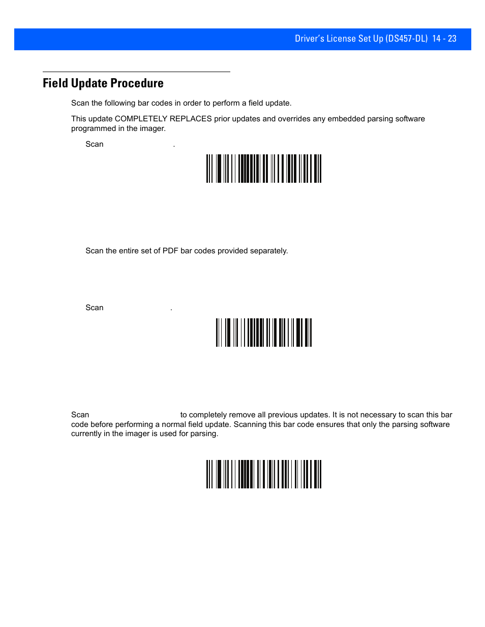 Field update procedure, Field update procedure -23 | Rice Lake Motorola DS457 Laser Scanner User Manual | Page 347 / 428