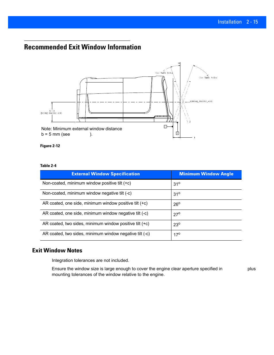 Recommended exit window information, Exit window notes, Recommended exit window information -15 | Exit window notes -15 | Rice Lake Motorola DS457 Laser Scanner User Manual | Page 39 / 428