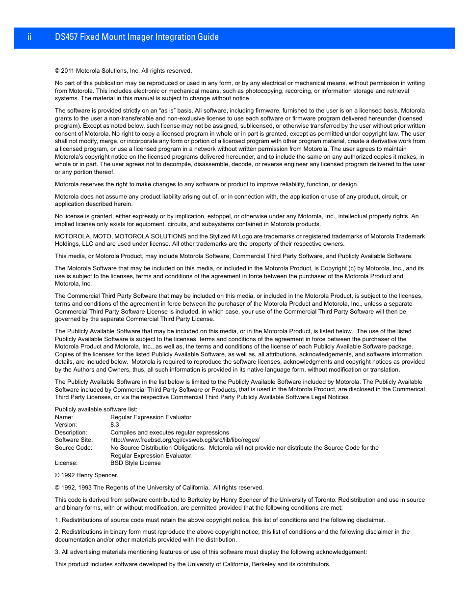 Ii ds457 fixed mount imager integration guide | Rice Lake Motorola DS457 Laser Scanner User Manual | Page 4 / 428