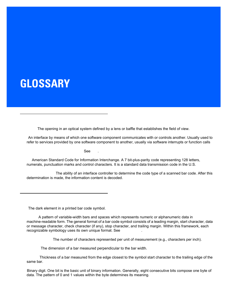 Glossary | Rice Lake Motorola DS457 Laser Scanner User Manual | Page 411 / 428