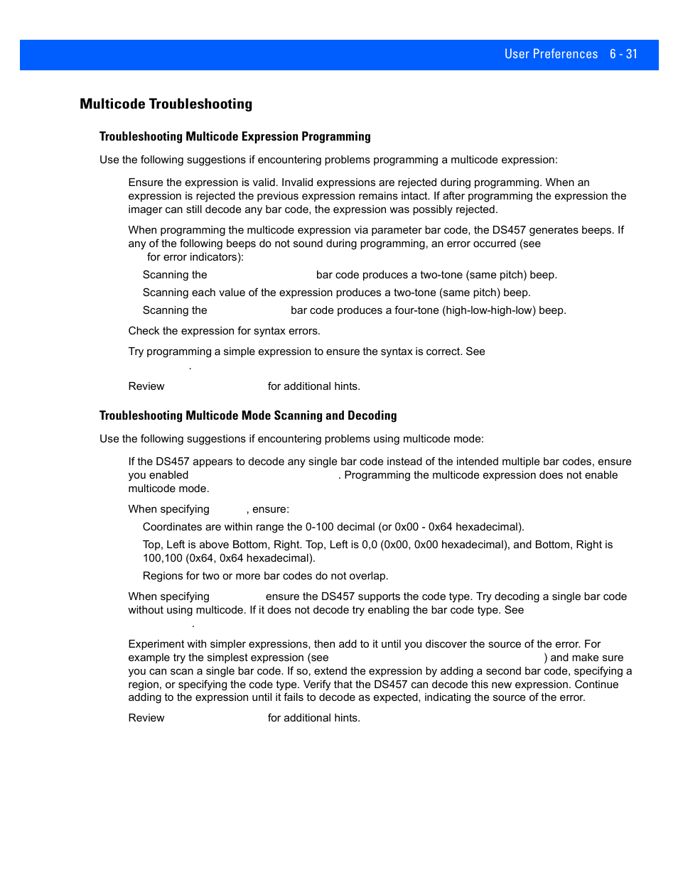 Multicode troubleshooting, Multicode troubleshooting -31 | Rice Lake Motorola DS457 Laser Scanner User Manual | Page 93 / 428