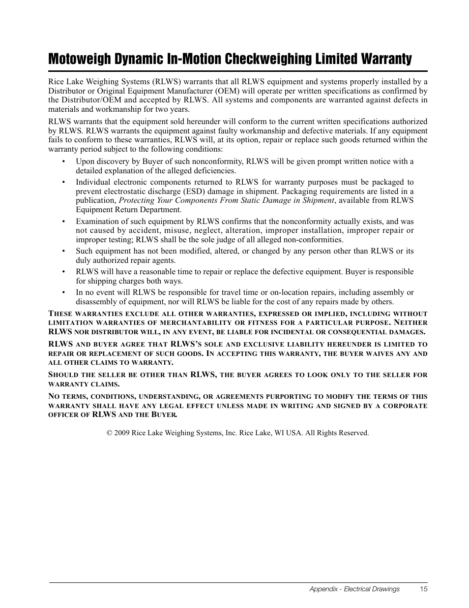 Rice Lake MotoWeigh In-Motion Checkweighers and Conveyor Scales User Manual | Page 18 / 18