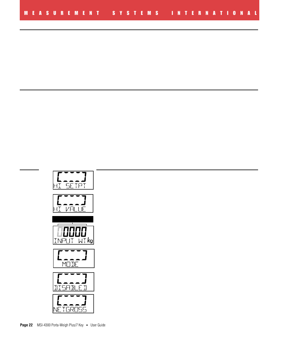 Lo setpt (setpoint), Set point entry, Hi setpt (setpoint) | S e t point entry | Rice Lake MSI4300 PortaWeigh Plus Crane Scale 7 Key User Manual | Page 23 / 50