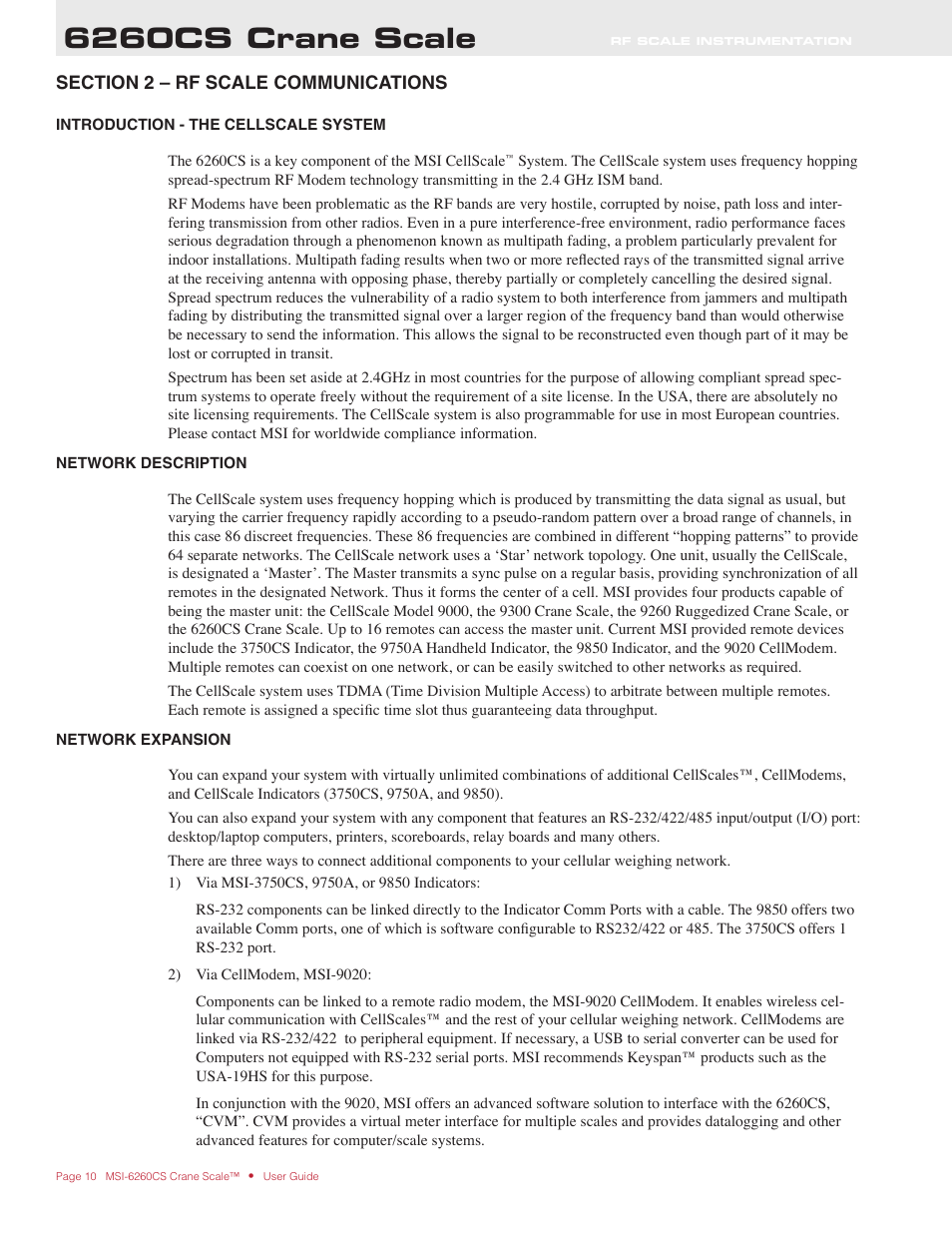 6260cs crane scale | Rice Lake MSI6260cs Digital Crane Scale Operator Manual User Manual | Page 10 / 20