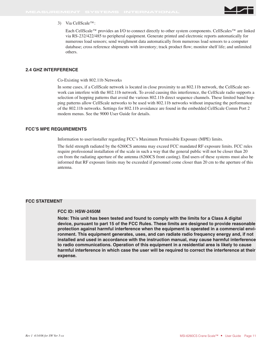 Rice Lake MSI6260cs Digital Crane Scale Operator Manual User Manual | Page 11 / 20