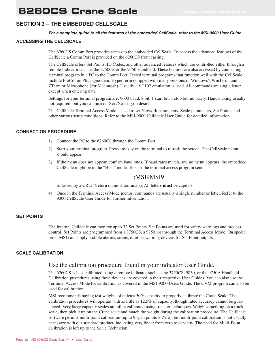 6260cs crane scale, Msi9msi9 | Rice Lake MSI6260cs Digital Crane Scale Operator Manual User Manual | Page 12 / 20