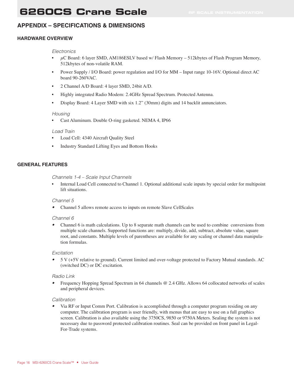 6260cs crane scale | Rice Lake MSI6260cs Digital Crane Scale Operator Manual User Manual | Page 16 / 20