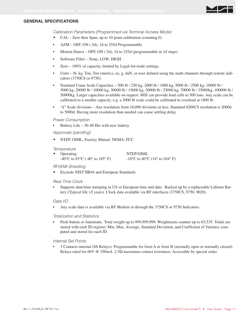 Rice Lake MSI6260cs Digital Crane Scale Operator Manual User Manual | Page 17 / 20