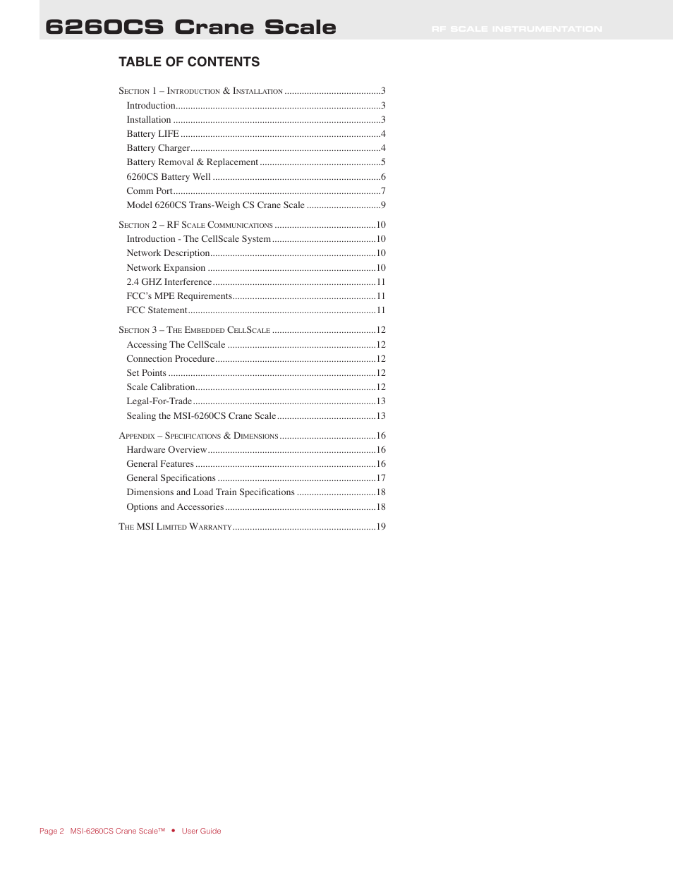 Rice Lake MSI6260cs Digital Crane Scale Operator Manual User Manual | Page 2 / 20