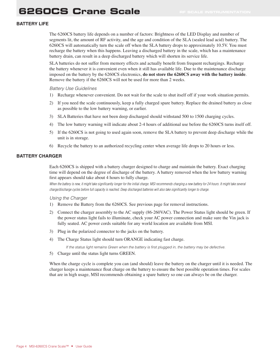 6260cs crane scale | Rice Lake MSI6260cs Digital Crane Scale Operator Manual User Manual | Page 4 / 20