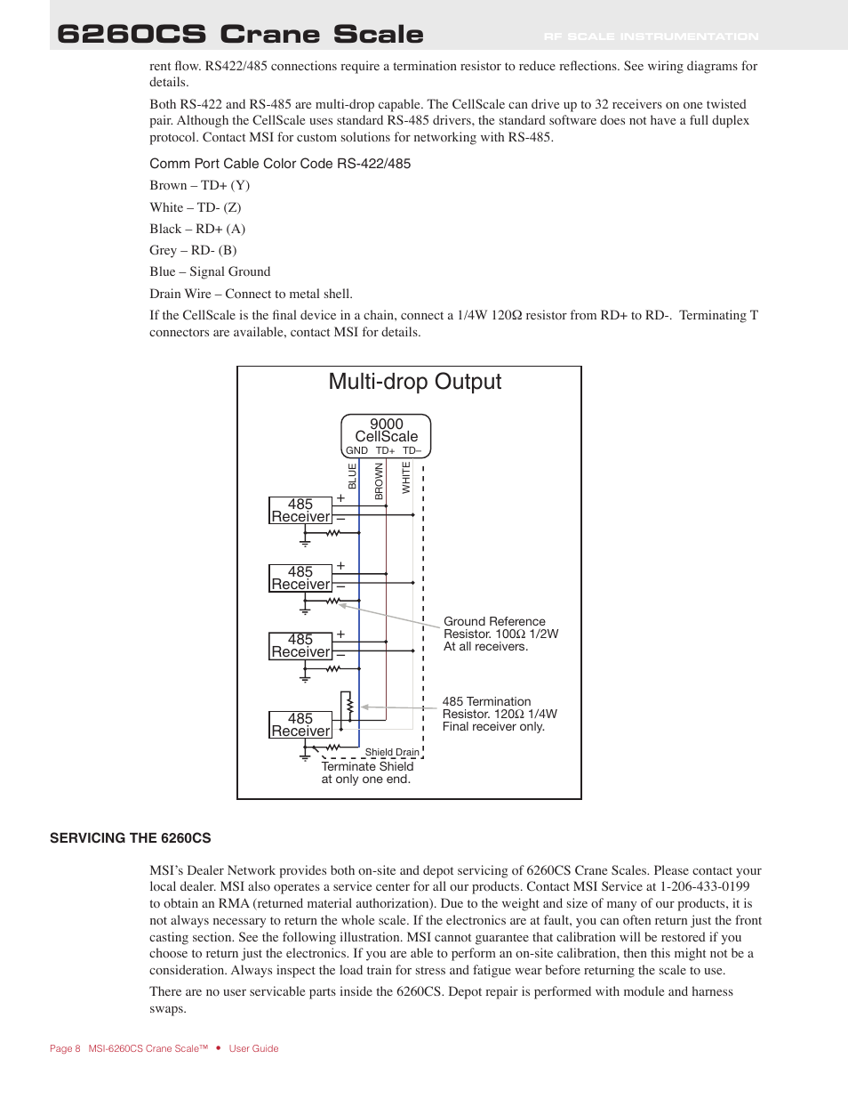 6260cs crane scale, Multi-drop output | Rice Lake MSI6260cs Digital Crane Scale Operator Manual User Manual | Page 8 / 20