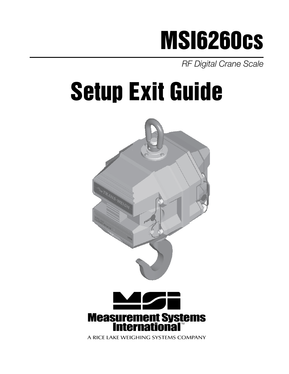 Rice Lake MSI6260cs Digital Crane Scale Setup Exit Guide User Manual | 5 pages