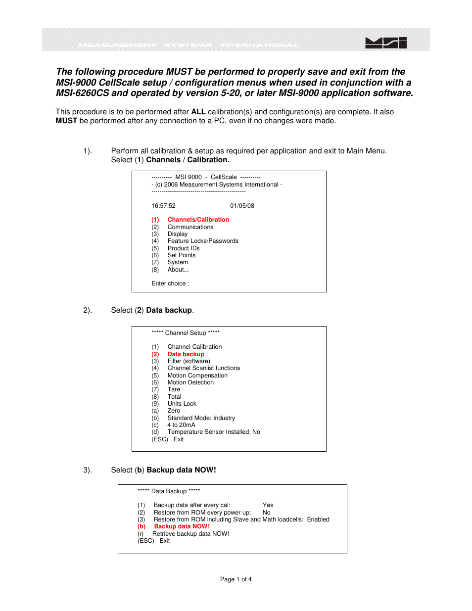 Rice Lake MSI6260cs Digital Crane Scale Setup Exit Guide User Manual | Page 2 / 5