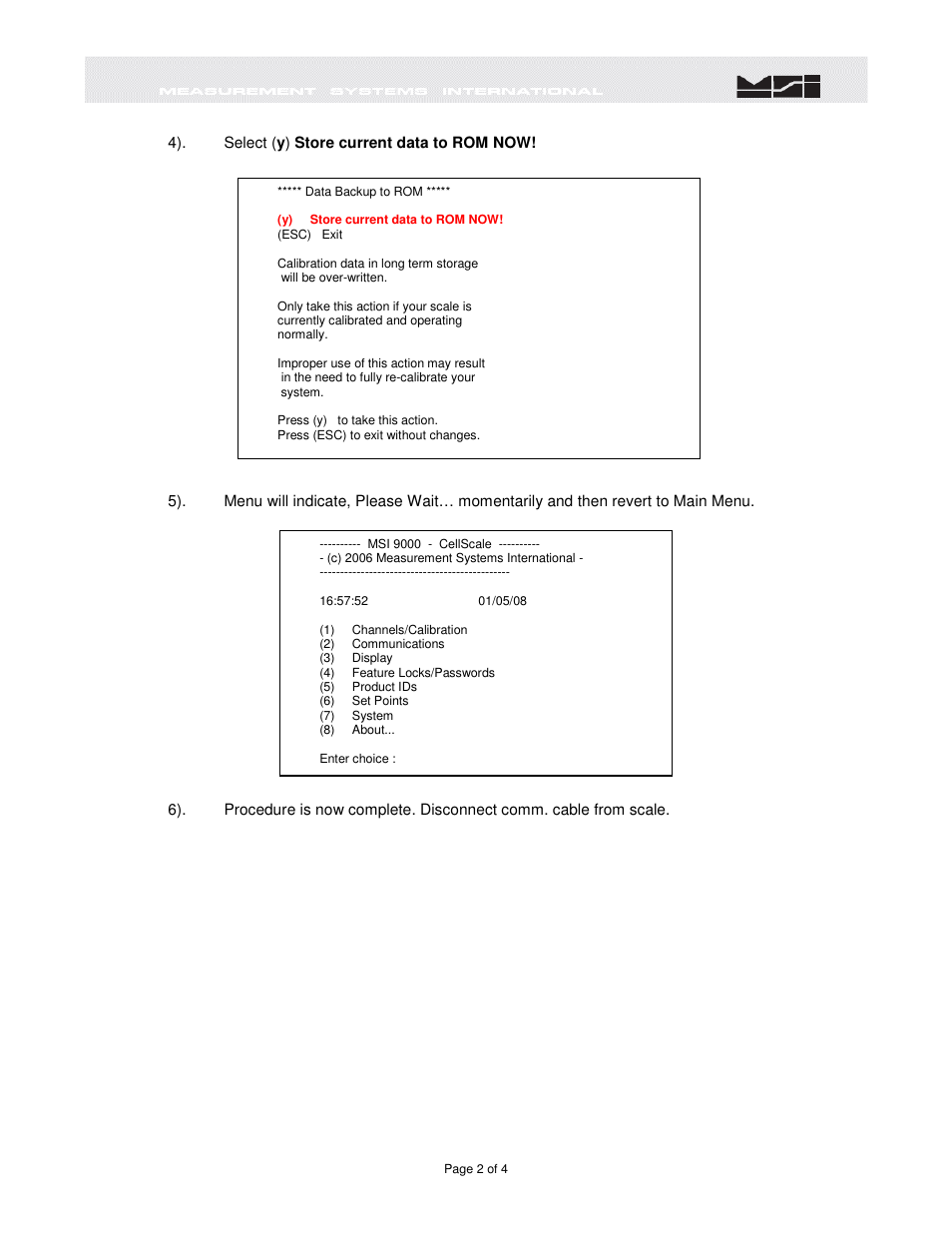 Rice Lake MSI6260cs Digital Crane Scale Setup Exit Guide User Manual | Page 3 / 5
