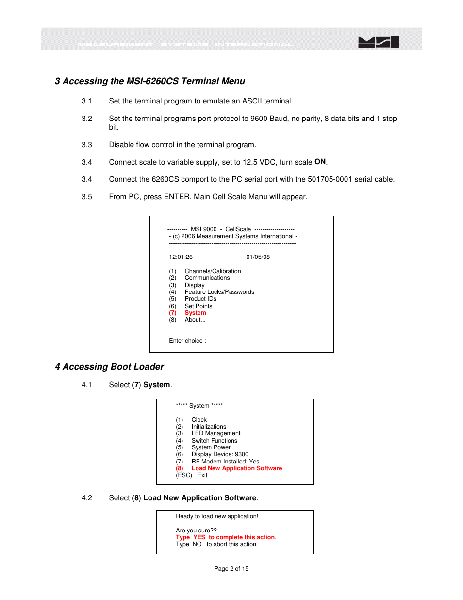 4 accessing boot loader | Rice Lake MSI6260cs Digital Crane Scale Software Upgrade User Manual | Page 3 / 16