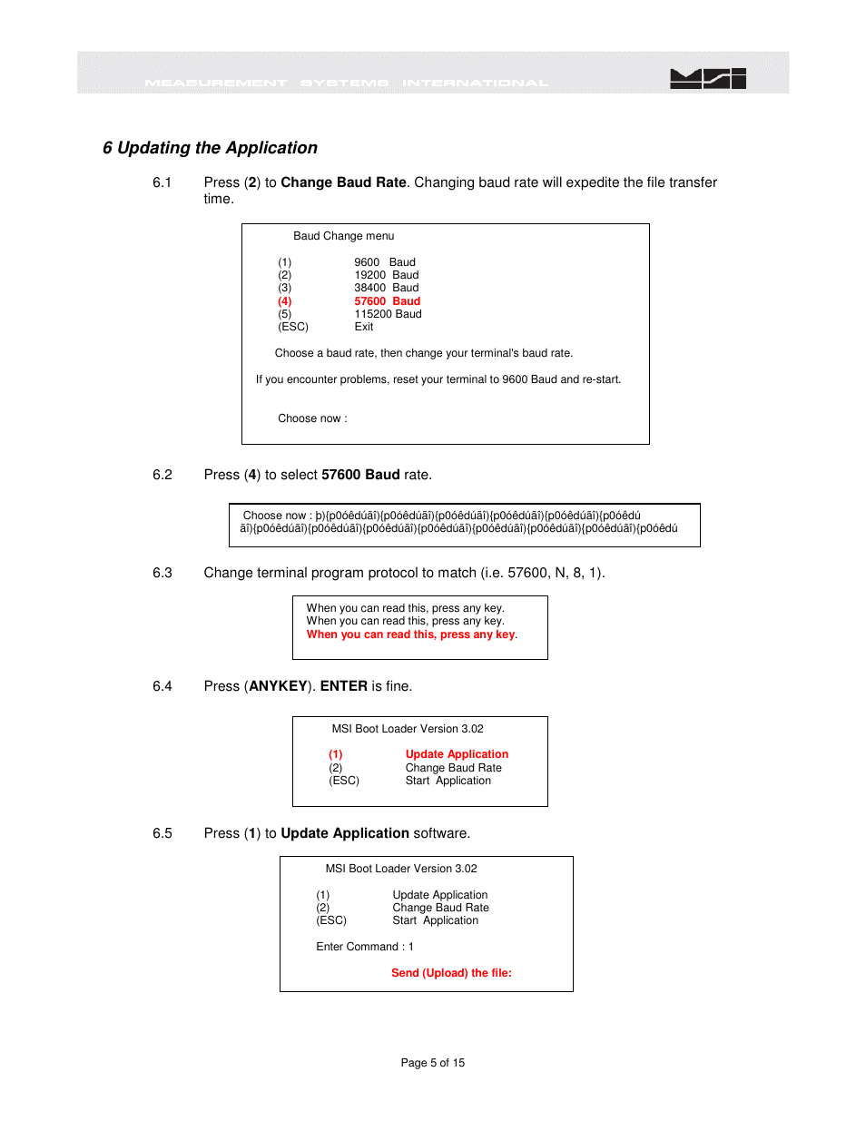 6 updating the application | Rice Lake MSI6260cs Digital Crane Scale Software Upgrade User Manual | Page 6 / 16