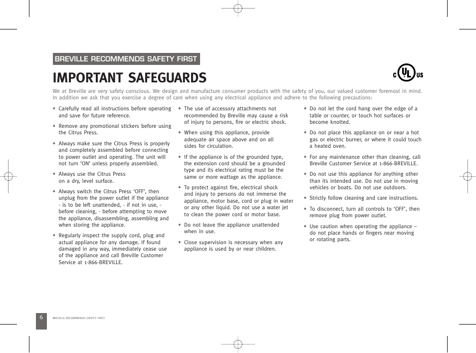 Important safeguards | Breville 800CPXL User Manual | Page 7 / 68