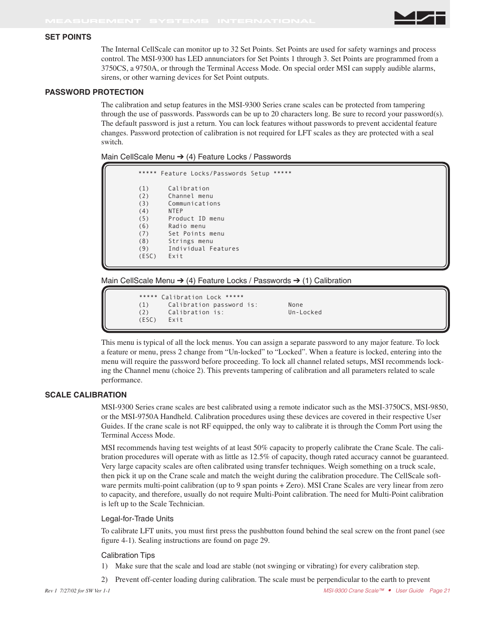 Rice Lake MSI9300 PortaWeigh Crane Scale Operator Manual User Manual | Page 21 / 35