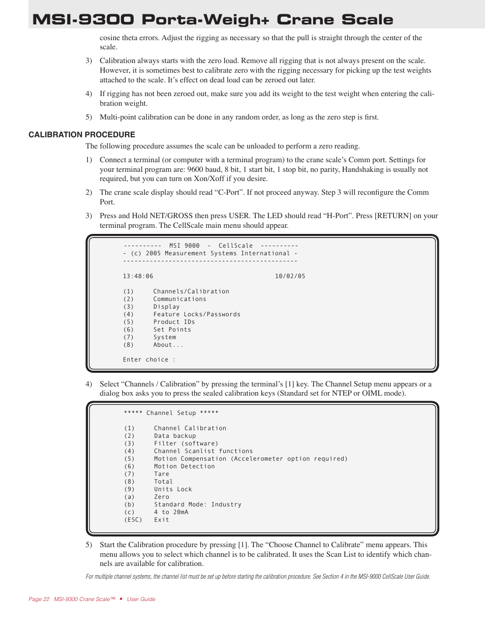 Msi-9300 porta-weigh+ crane scale | Rice Lake MSI9300 PortaWeigh Crane Scale Operator Manual User Manual | Page 22 / 35