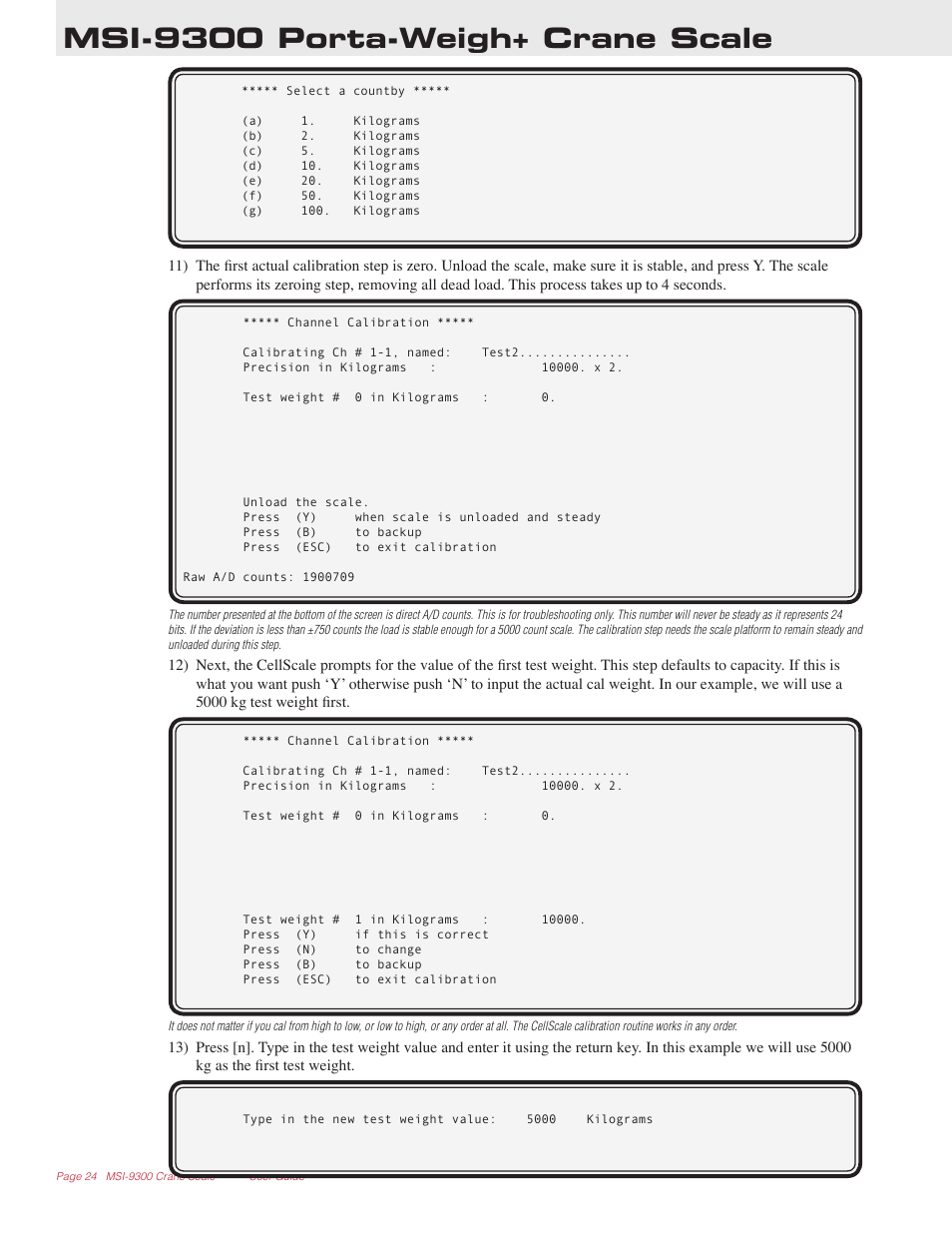 Msi-9300 porta-weigh+ crane scale | Rice Lake MSI9300 PortaWeigh Crane Scale Operator Manual User Manual | Page 24 / 35