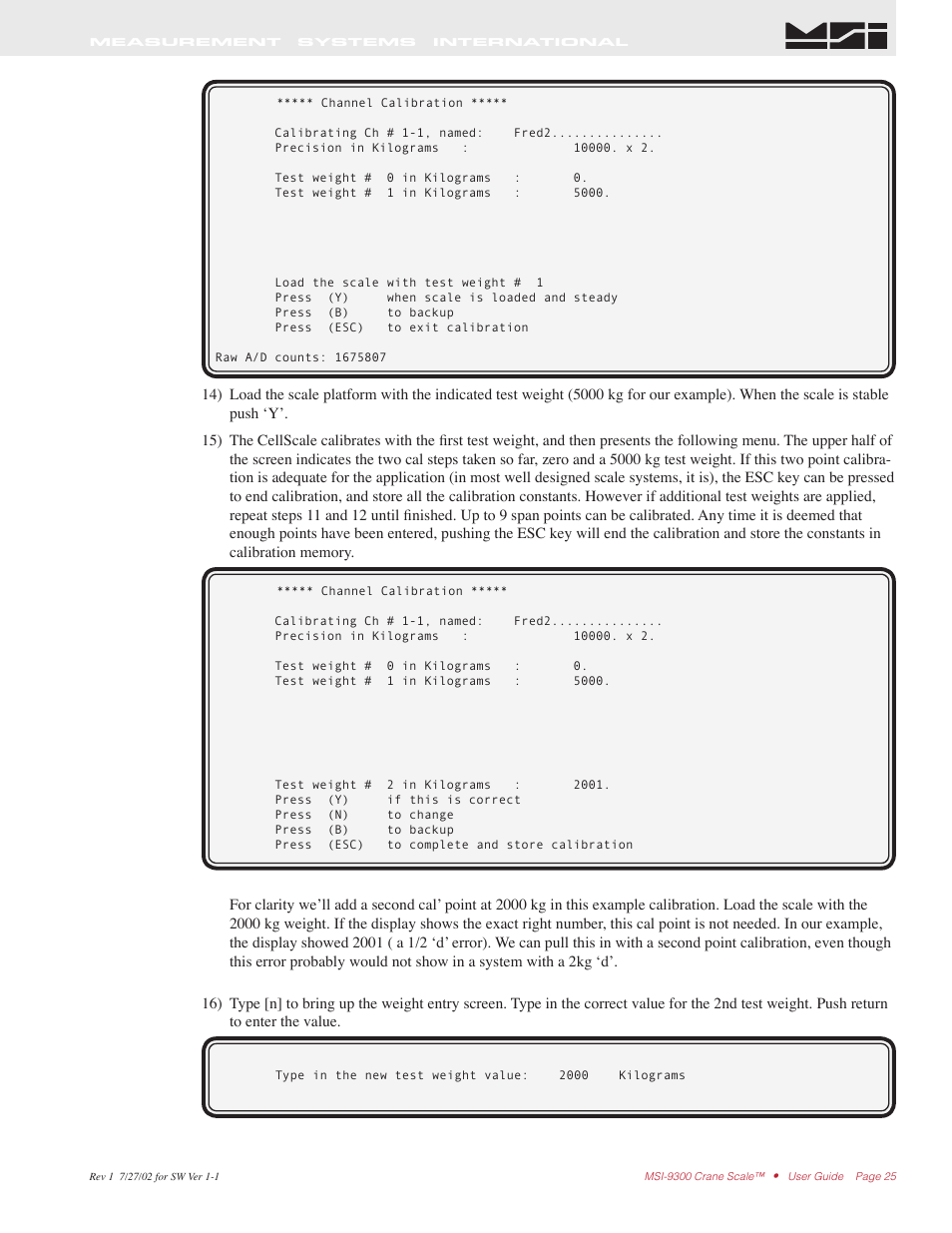 Rice Lake MSI9300 PortaWeigh Crane Scale Operator Manual User Manual | Page 25 / 35