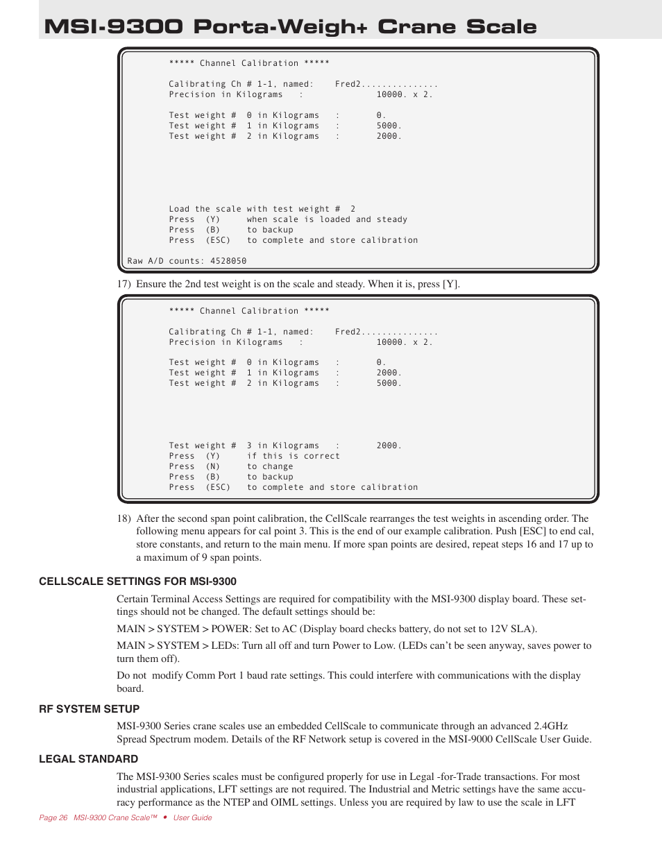 Msi-9300 porta-weigh+ crane scale | Rice Lake MSI9300 PortaWeigh Crane Scale Operator Manual User Manual | Page 26 / 35