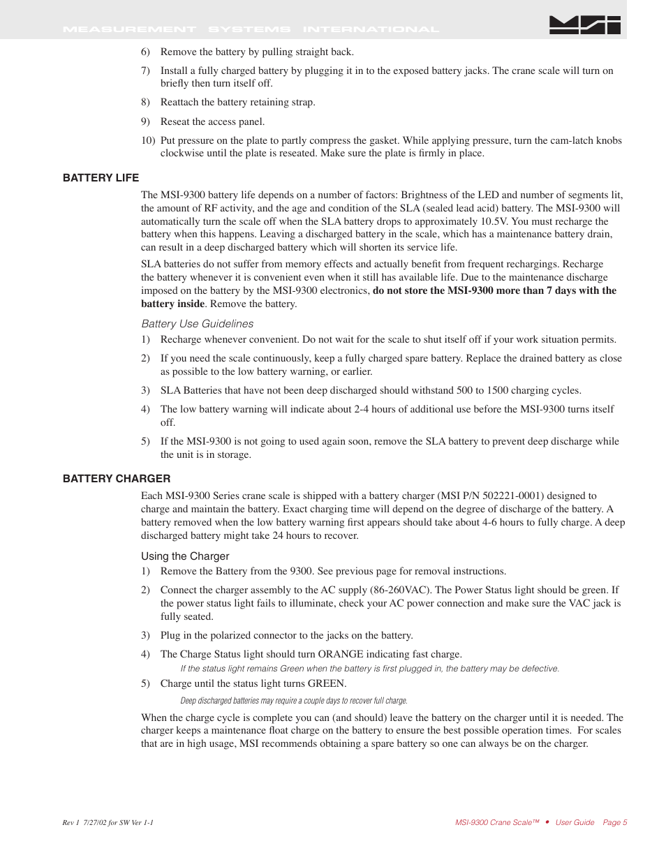 Rice Lake MSI9300 PortaWeigh Crane Scale Operator Manual User Manual | Page 5 / 35