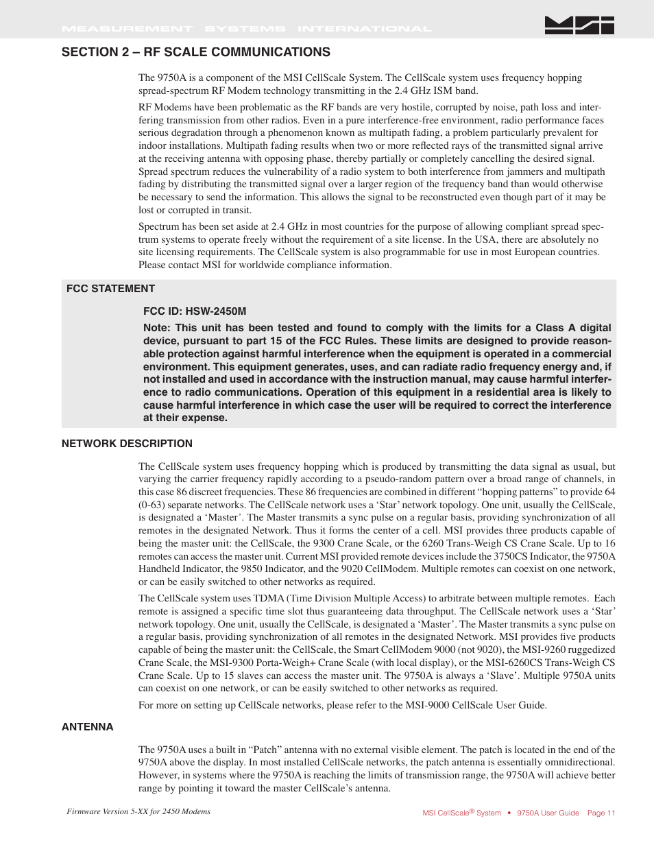 Rice Lake MSI-9750A CellScale RF Portable Indicator User Manual | Page 11 / 95