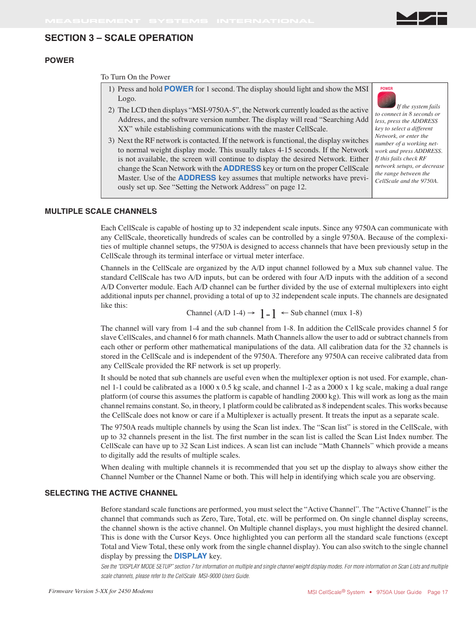Rice Lake MSI-9750A CellScale RF Portable Indicator User Manual | Page 17 / 95