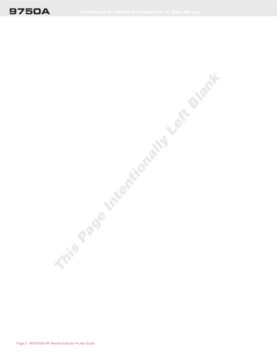 This page intentionally left blank, 9750a | Rice Lake MSI-9750A CellScale RF Portable Indicator User Manual | Page 2 / 95