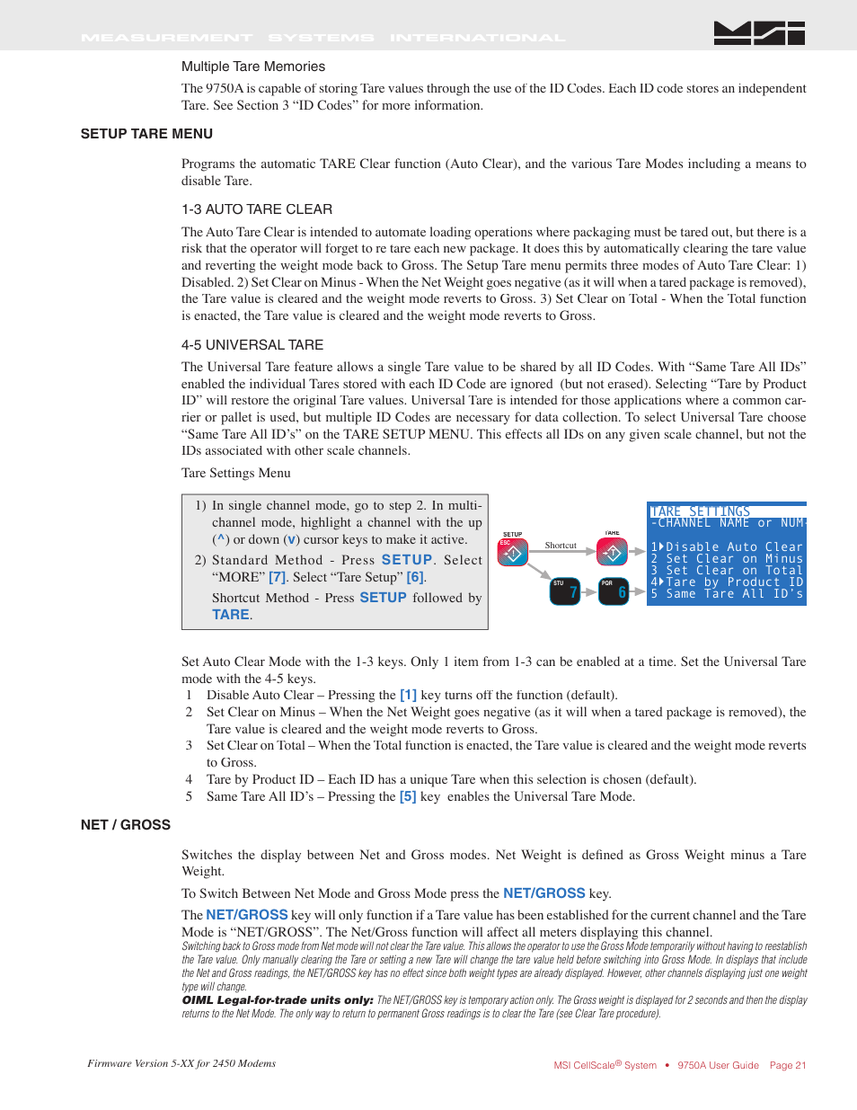 Rice Lake MSI-9750A CellScale RF Portable Indicator User Manual | Page 21 / 95