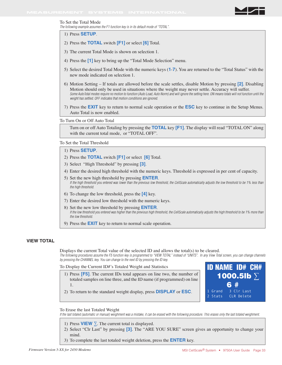 Rice Lake MSI-9750A CellScale RF Portable Indicator User Manual | Page 33 / 95