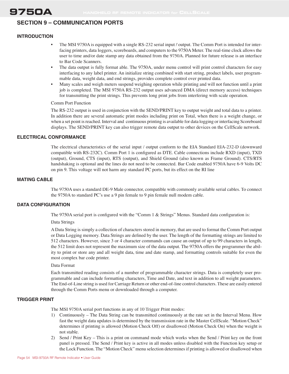 9750a | Rice Lake MSI-9750A CellScale RF Portable Indicator User Manual | Page 54 / 95