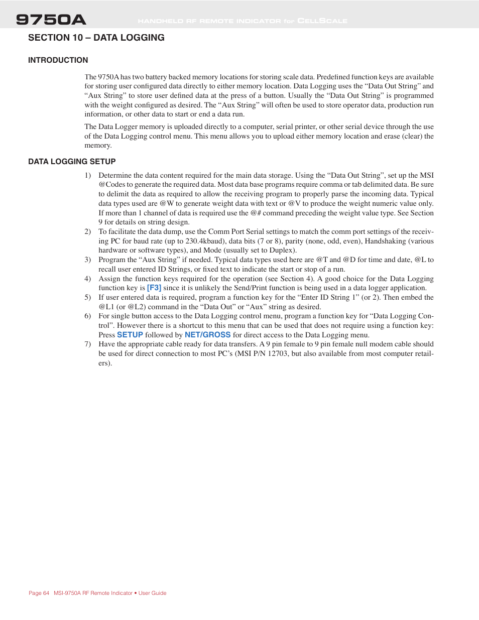 9750a | Rice Lake MSI-9750A CellScale RF Portable Indicator User Manual | Page 64 / 95