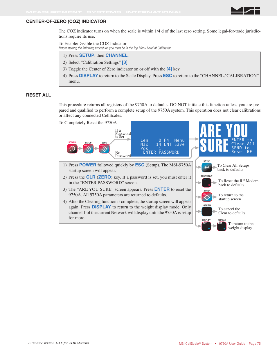 Are you sure | Rice Lake MSI-9750A CellScale RF Portable Indicator User Manual | Page 75 / 95