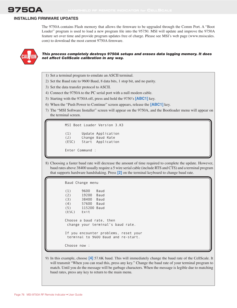9750a | Rice Lake MSI-9750A CellScale RF Portable Indicator User Manual | Page 76 / 95
