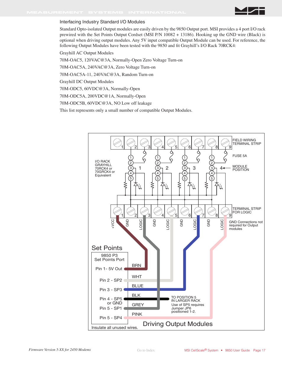 Set points, Driving output modules | Rice Lake MSI-9850 CellScale RF Digital Indicator - Operator Manual User Manual | Page 17 / 114