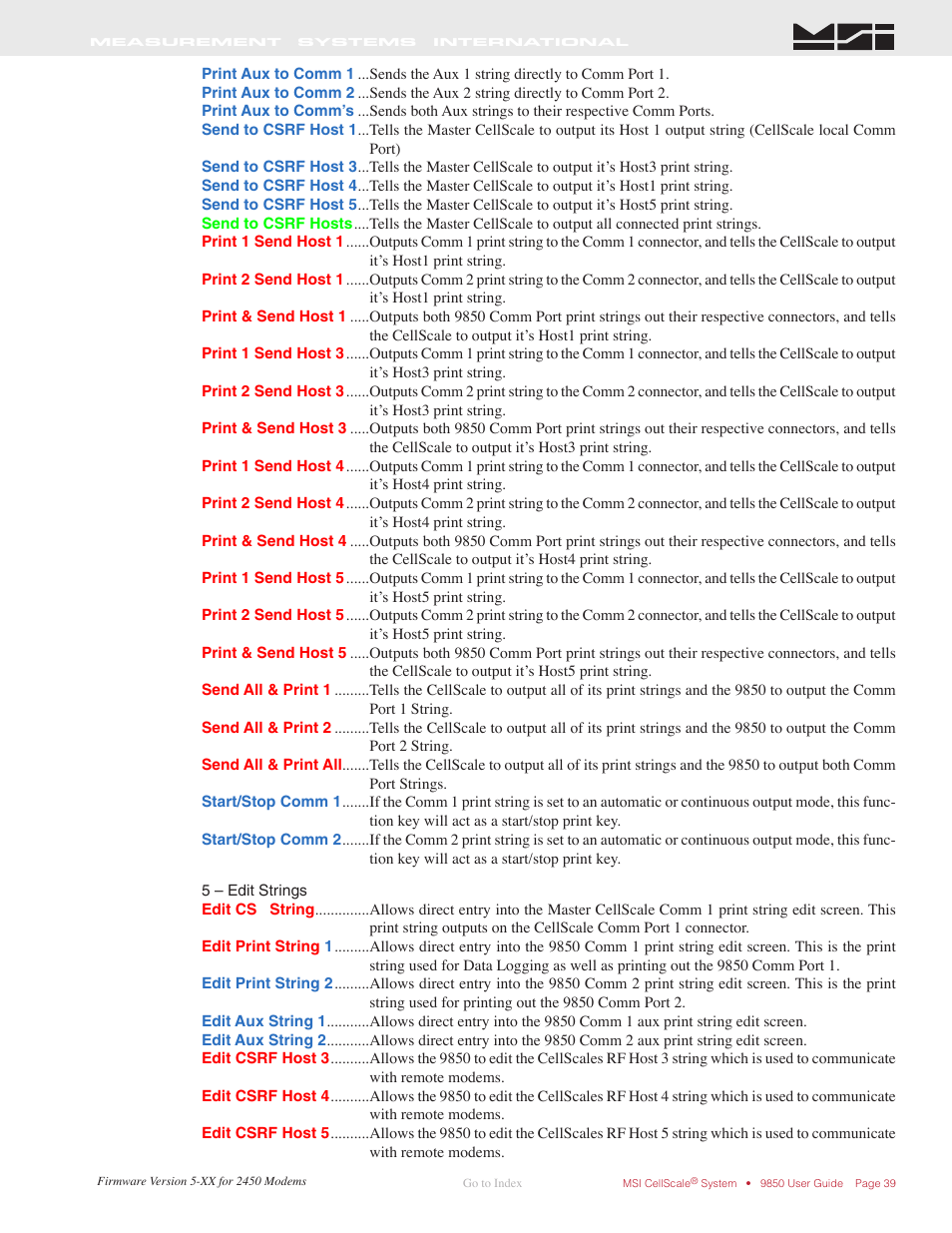 Rice Lake MSI-9850 CellScale RF Digital Indicator - Operator Manual User Manual | Page 39 / 114