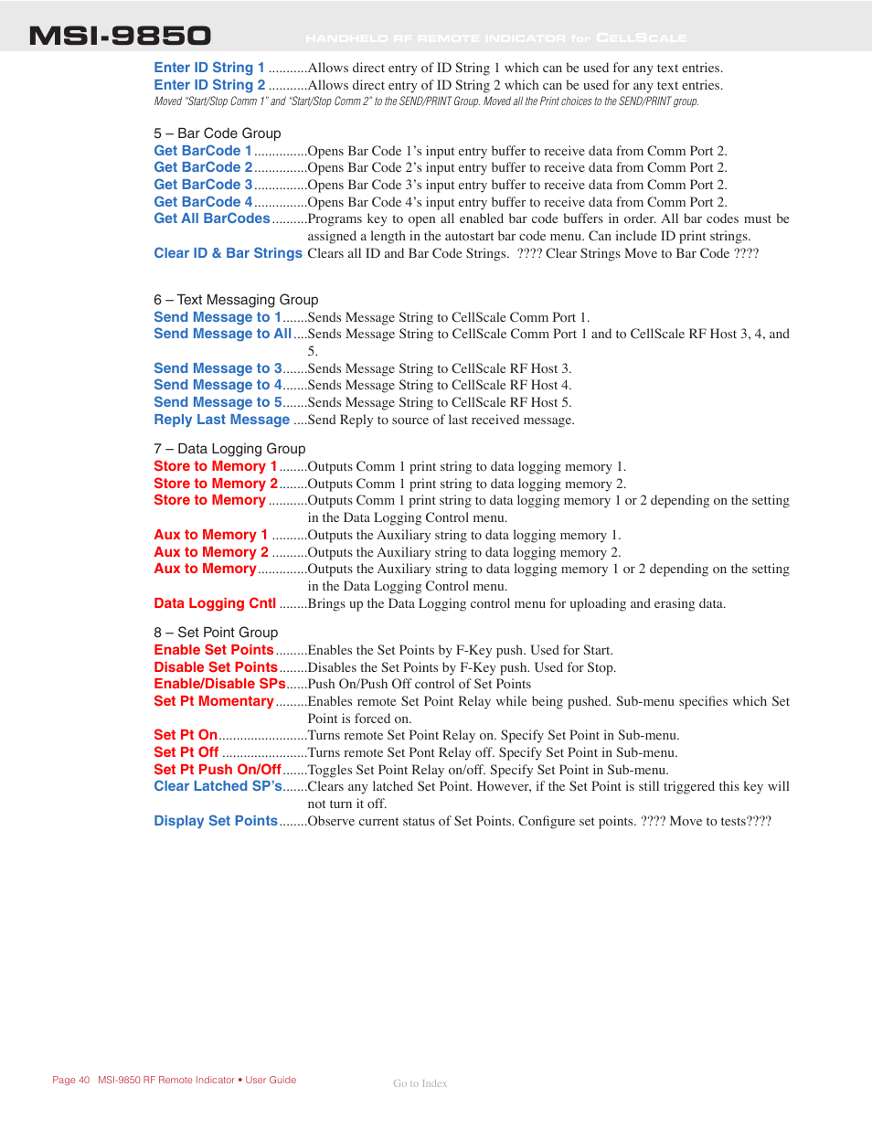 Msi-9850 | Rice Lake MSI-9850 CellScale RF Digital Indicator - Operator Manual User Manual | Page 40 / 114