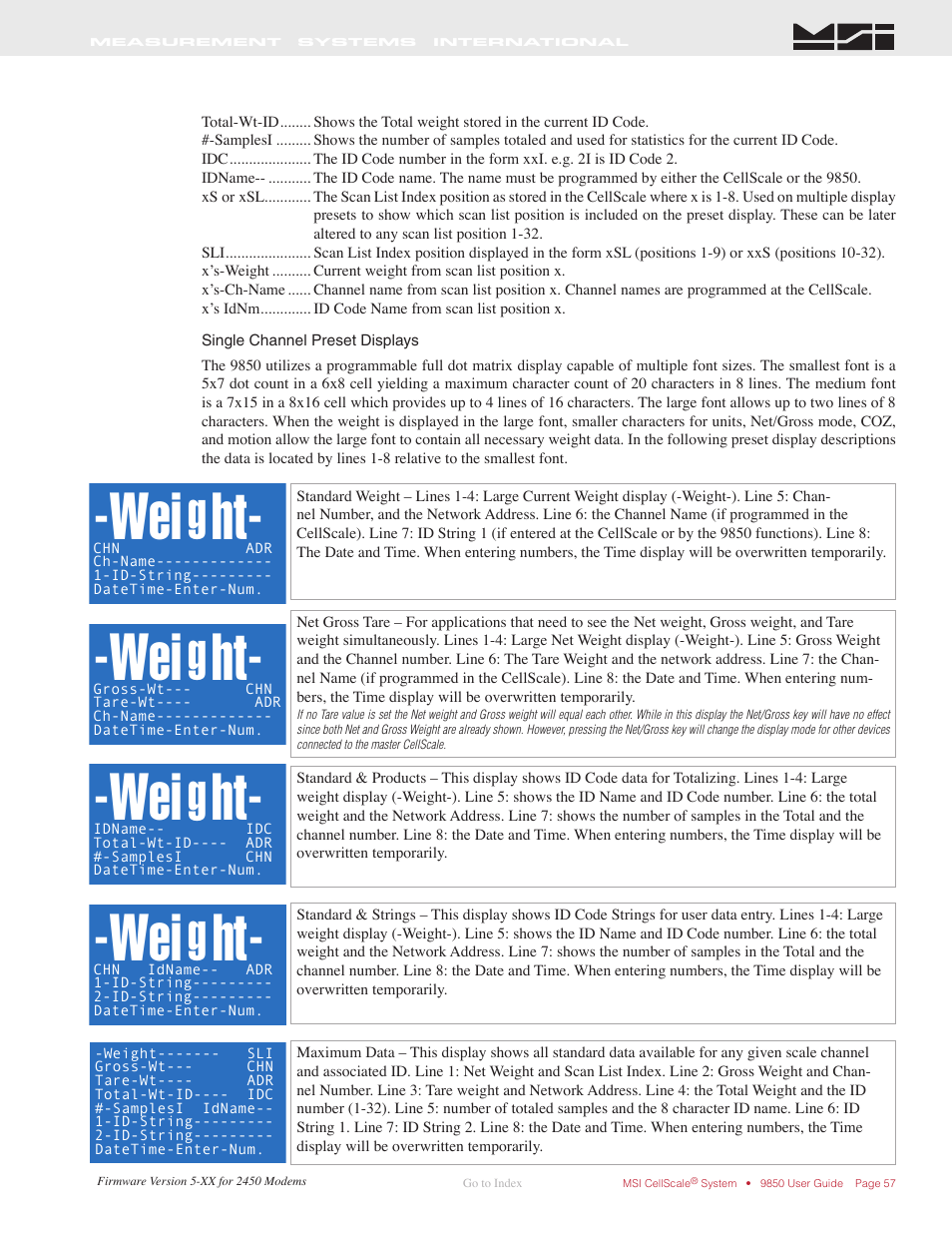 Rice Lake MSI-9850 CellScale RF Digital Indicator - Operator Manual User Manual | Page 57 / 114