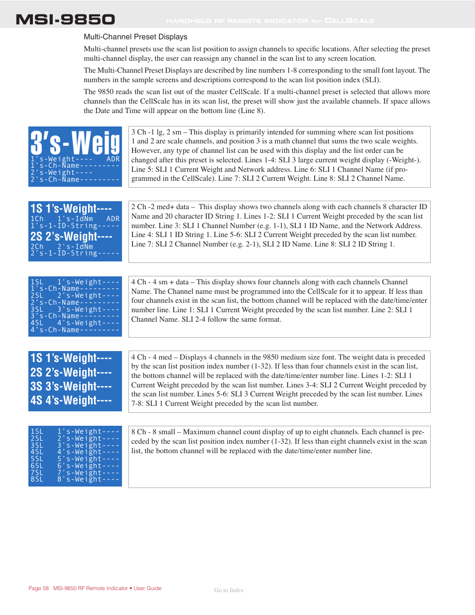 3’s-wei, Msi-9850, 1s 1’s-weight | 2s 2’s-weight | Rice Lake MSI-9850 CellScale RF Digital Indicator - Operator Manual User Manual | Page 58 / 114