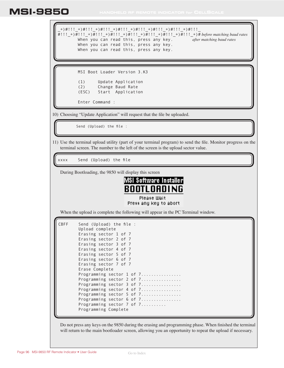 Msi-9850 | Rice Lake MSI-9850 CellScale RF Digital Indicator - Operator Manual User Manual | Page 96 / 114